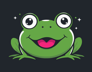 Cute Frog Vector Illustration - Cartoon Line Art Clipart Design
