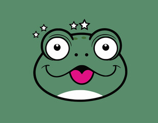 Frog head vector art illustration with white background

