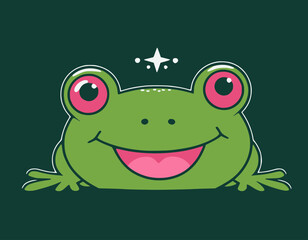 Cute Frog Vector Illustration - Cartoon Line Art Clipart Design
