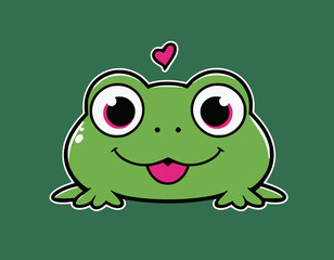 Cute Frog Vector Illustration - Cartoon Line Art Clipart Design
