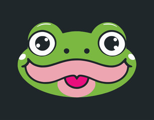 Frog head vector art illustration with white background
