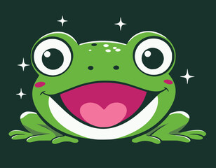 Cute Frog Vector Illustration - Cartoon Line Art Clipart Design
