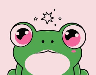 Cute Frog Vector Illustration - Cartoon Line Art Clipart Design
