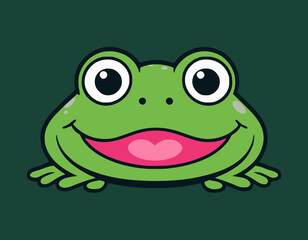Cute Frog Vector Illustration - Cartoon Line Art Clipart Design
