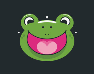 Frog head vector art illustration with white background
