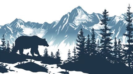 Alaska Silhouette. Iconic Silhouette Symbolizing Alaska's Cold and Snowy Countryside