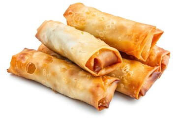 Spring Rolls Isolated. Chinese Spring Rolls, Homemade Delicious Asian Cuisine