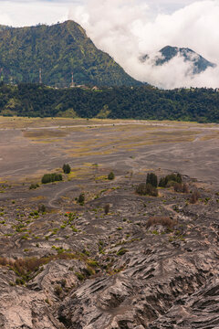 Sand sea and Tengger massif in Bromo Tengger Semeru National Park; Ranupani, East Java, Indonesia