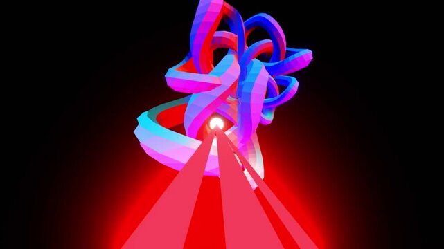 14 seconds of DJ visualizer of colorful squirming knots and lasers spinning around HD video 1920 1080 animation motion graphics