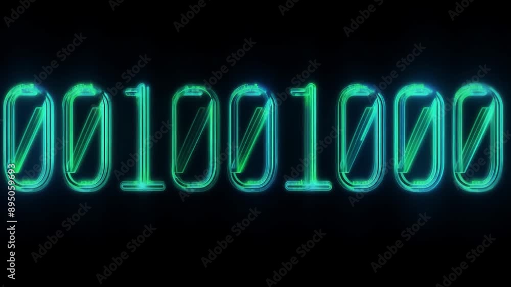 Poster A close-up view of a digital display showing the binary code 1000, rendered in a green glow on a black background.