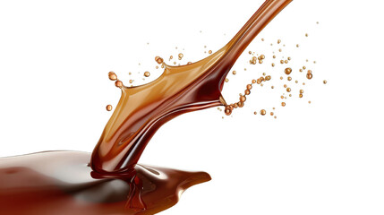 Suspended Stream of Soy Sauce in Ultra-Realistic Style on White Background