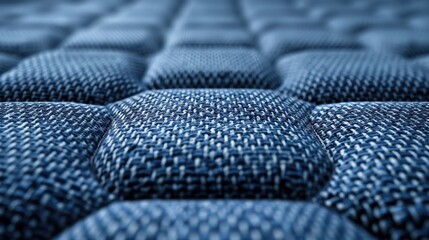 Fototapeta premium The image is of a blue fabric with a pattern of squares