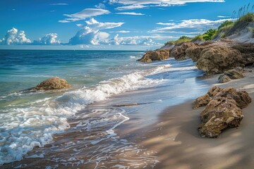 Florida Peaceful. Stuart Rocks Beach Coastline in Martin County with Stunning Ocean Views