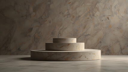 Product podium stone platform minimal 3D scene. Beauty product object presentation stage to some mockup composition stone platform.Abstract pedestal placement podium.