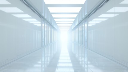 Obraz premium A large, empty, white room with a large window