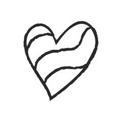 Hand drawn Heart icon. Heart doodle set, heart illustration border, love symbols collection, Valentine's Day.