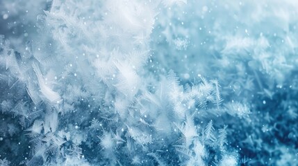 Obraz premium Wintery blue ice texture with mist and snow