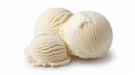 Three scoops of ice cream are piled on top of each other