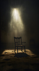A Captivating Depiction of Solitude, Mystery, and Reflection in an Abandoned Dark Room: Immersive Stock Photo