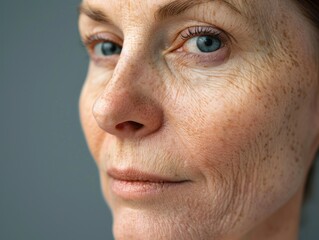 Obraz premium Aging Botox. Mature Caucasian Woman Undergoing Artificial Beauty Treatment