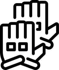 Line icon of work gloves, emphasizing safety and protection for construction and industrial tasks