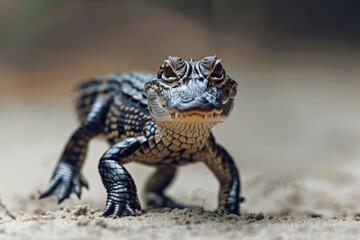 Obraz premium Baby Alligator in the Wild: Capturing the Nature and Wildlife of the American Alligator