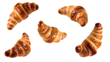 Fresh and delicious croissant isolated on transparent background