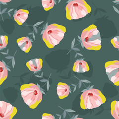 digital printing textile pattern wallpaper colorful flower with watercolor background-illustration