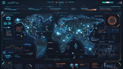 advanced digital interface for tracking international trade flows, with detailed maps and transaction logs