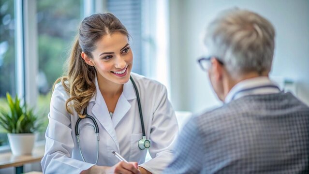 Young Girl, In White Doctor's Coat, In Office, In Hospital Building, Doctor, Statoscope