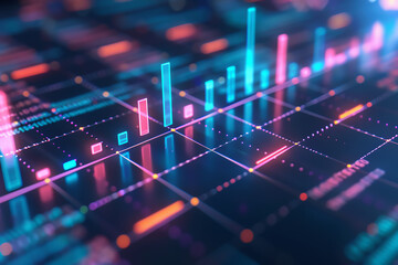 Hightech stock market graph with holographic elements and advanced data visualization