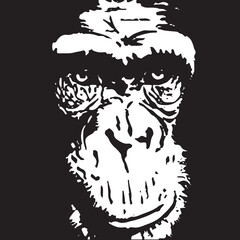 Pintura vectorial de Chimpance alto contraste
