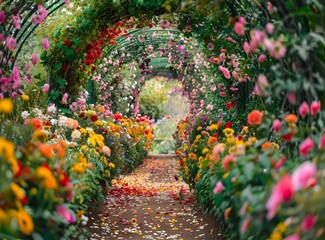 Fototapeta premium Blooming Flower Archway Pathway