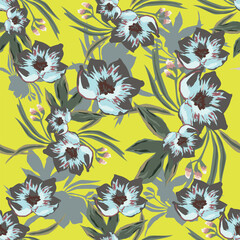 digital printing textile pattern wallpaper colorful flower with watercolor background-illustration
