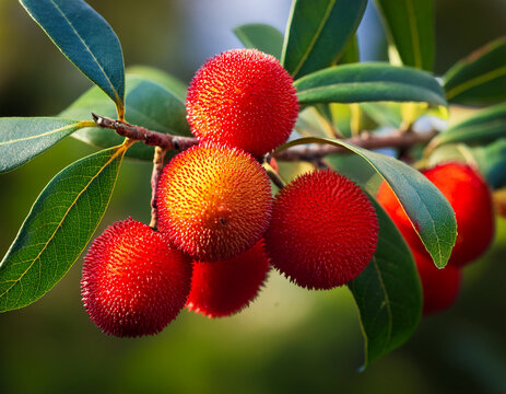 A branch with Arbutus unedo fruits