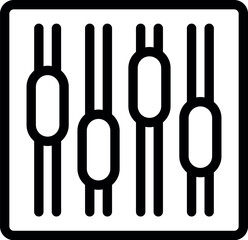 Black and white icon of an audio mixer console adjusting sound levels