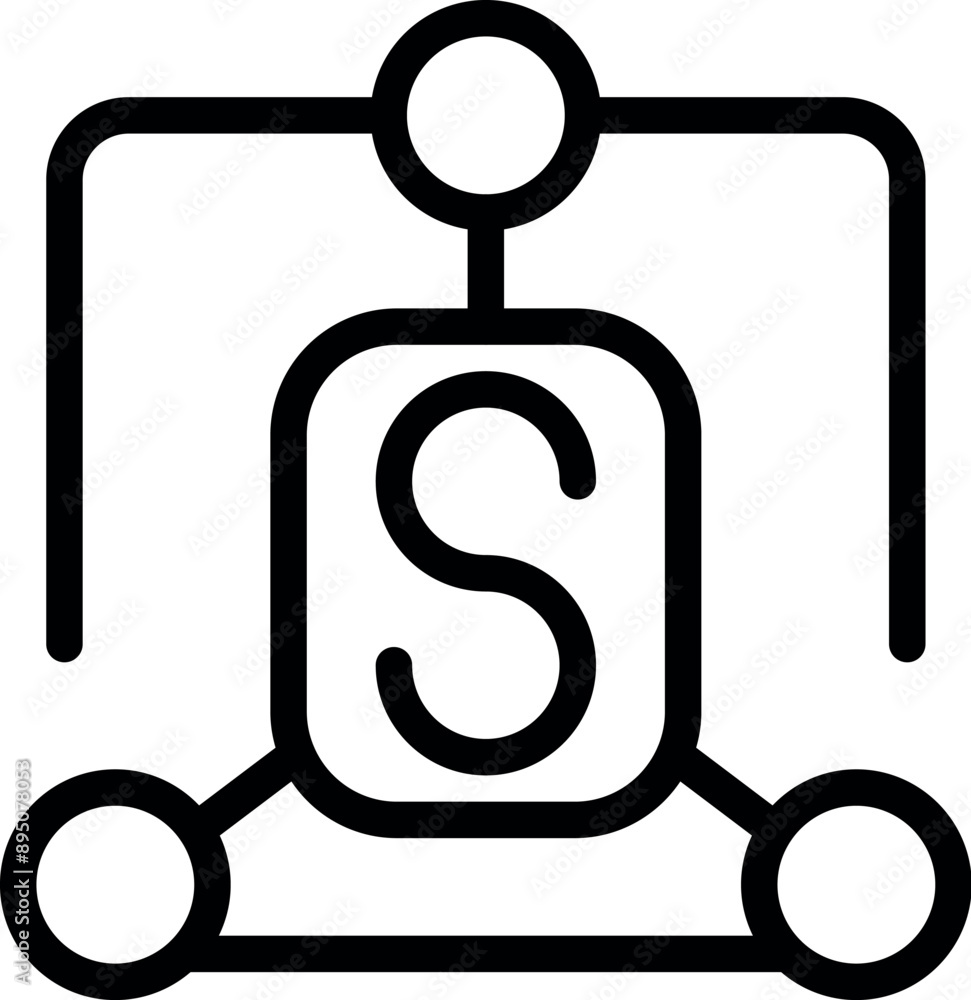 Poster simple icon representing a blockchain network, ensuring secure and transparent transactions between 