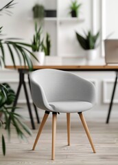 Minimalist Interior Design With Chair and Flower Arrangement