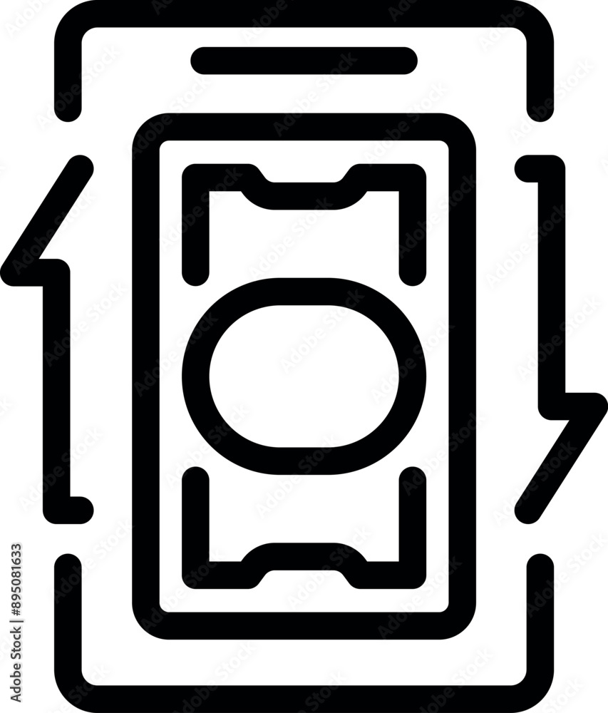 Poster smartphone showing money transfer with arrows indicating sending and receiving