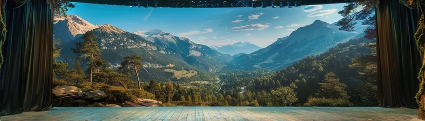 Stone platform with mountain views, scenic landscape