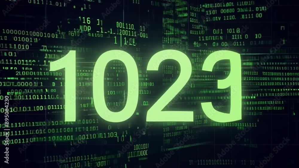 Aufkleber A digital background with a green binary code number , surrounded by binary code.