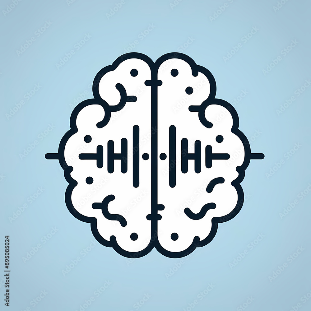 Poster simple depiction brain ai brainwave pattern