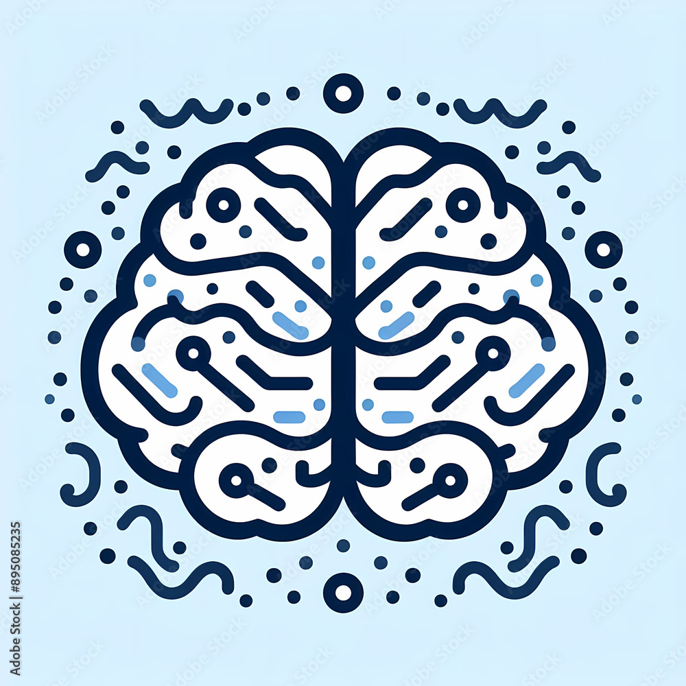 Poster simple depiction brain ai brainwave pattern