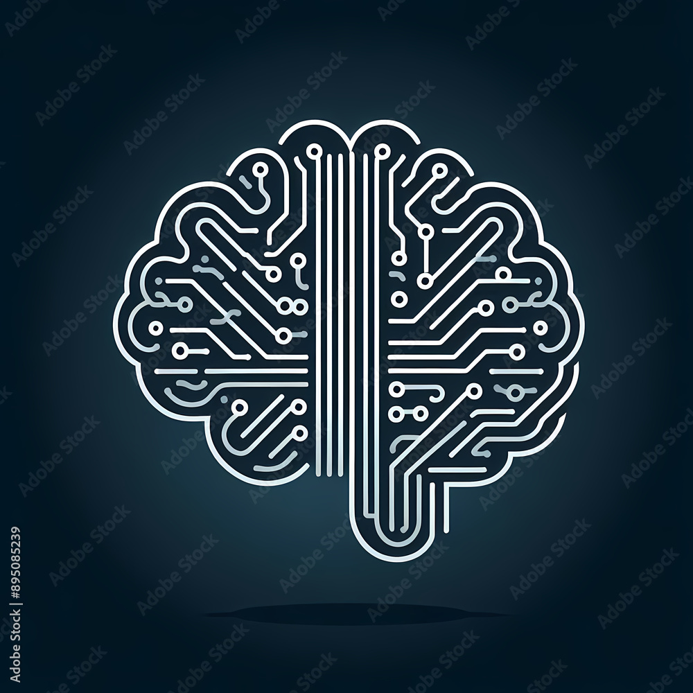 Poster minimalist design brain futuristic ai processor