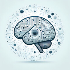 Fototapeta premium clean design brain ai elements digital nodes lines