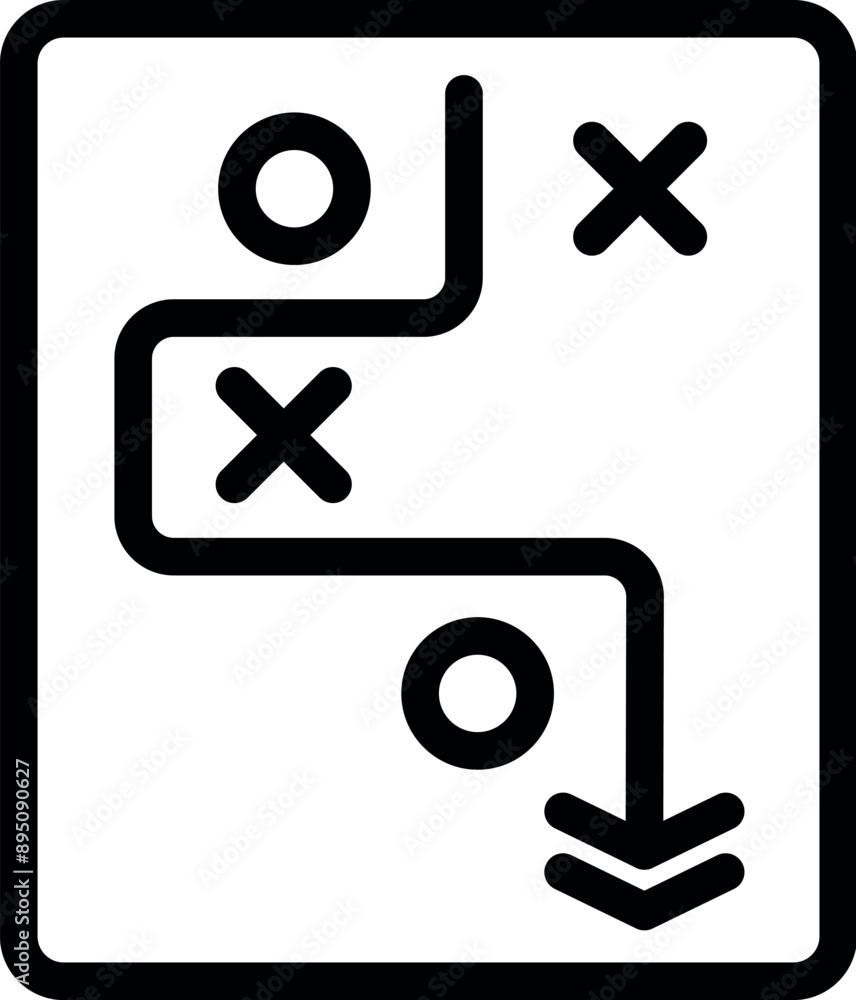 Poster line icon of an algorithm showing the path of choices leading to a final decision