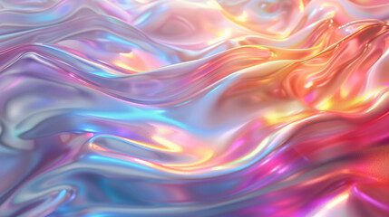Obraz premium Background with abstract waves. Vibrant holographic chrome gradient. AI generative