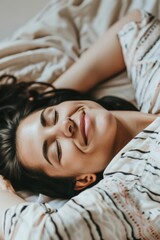 Naklejka premium Woman Sleeping Peacefully in Bed