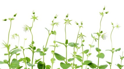 Chickweed plant with delicate stems on a white background in high resolution image
