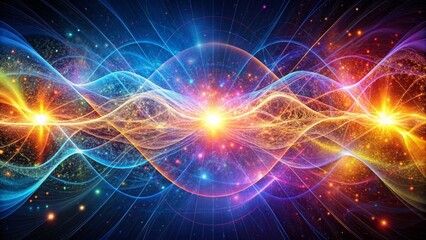 Cosmic Symphony Intertwined Waves of Light and Energy, abstract art, colorful nebula, space, digital art, cosmos, universe